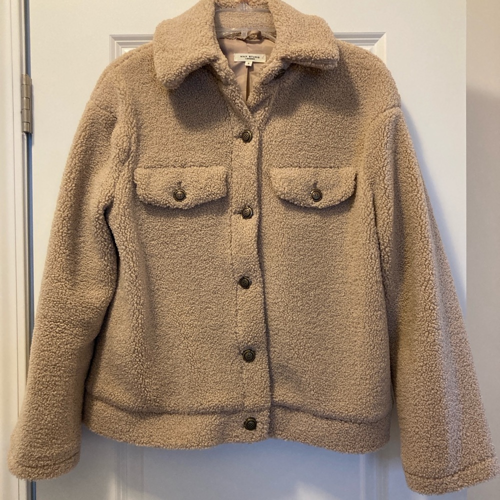 Max Studio Tan Sherpa Jacket Size S
